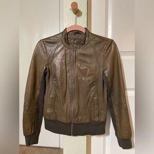 Gap Genuine Leather Motorcycle Jacket, XS, Gray